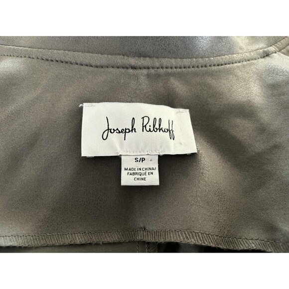 JOSEPH RIBKOFF Zip Up Moto Jacket Size Small Faux Leather Greenish Gray Studded - Picture 4 of 10